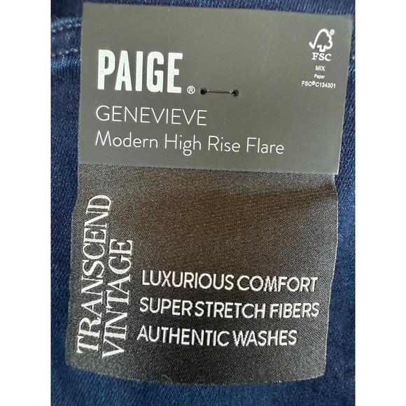 Paige Genevieve Modern High Rise Flare Jeans Dark Wash Transcend Vintage 34x32 - Picture 7 of 8